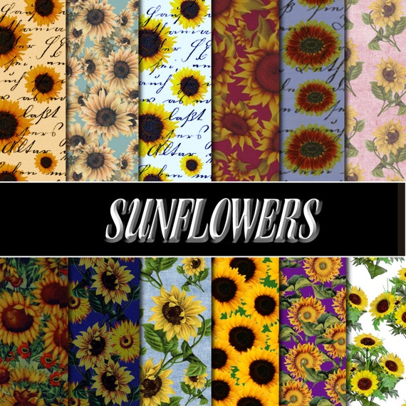 Items Similar To 50% Off Sale Sunflowers Digital Paper Pack - Printable 