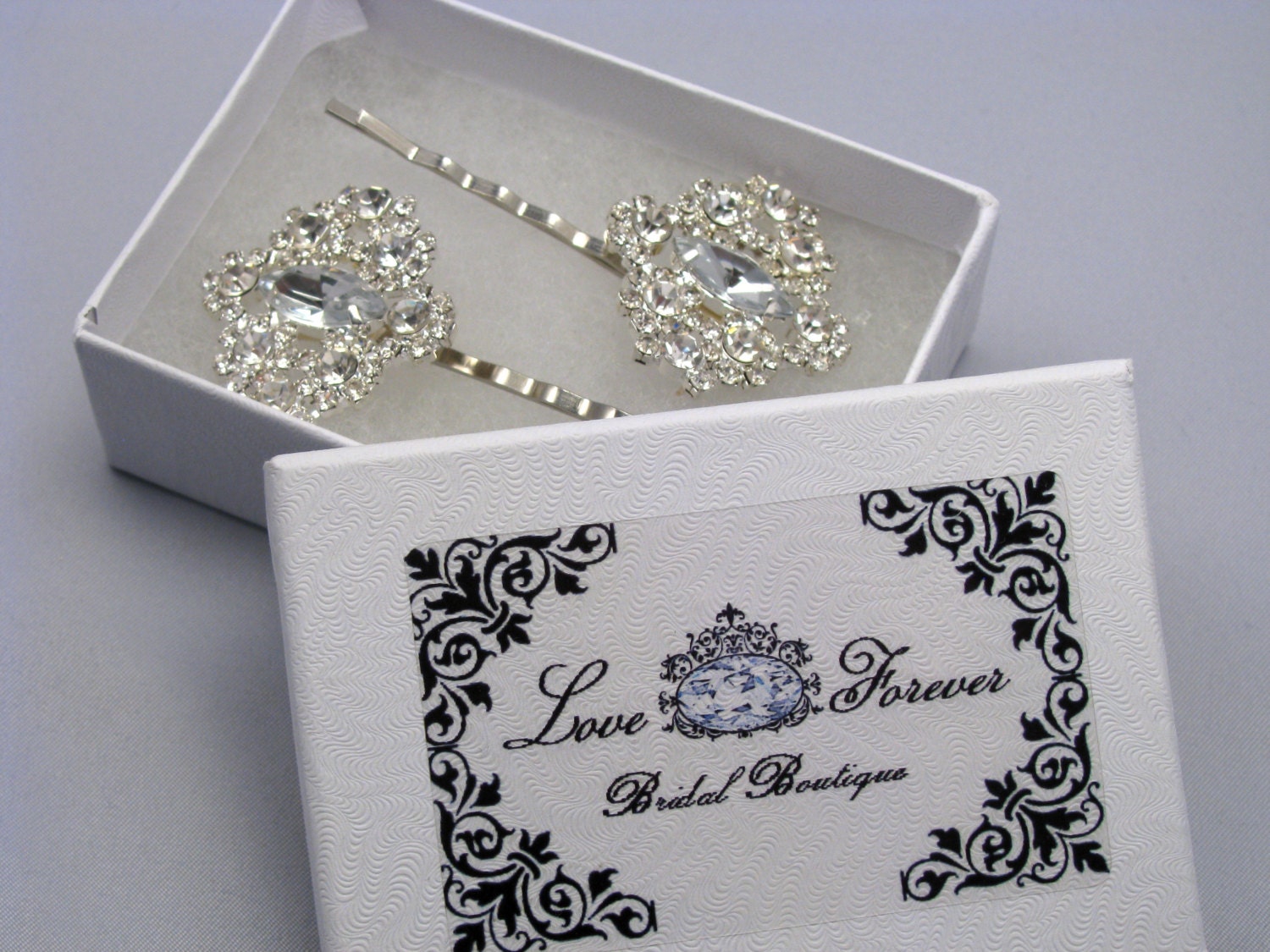 Rhinestone Bobby Pins Bridal Wedding Hair Pins Silver