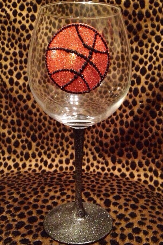 Basketball Wine Glass Handpainted