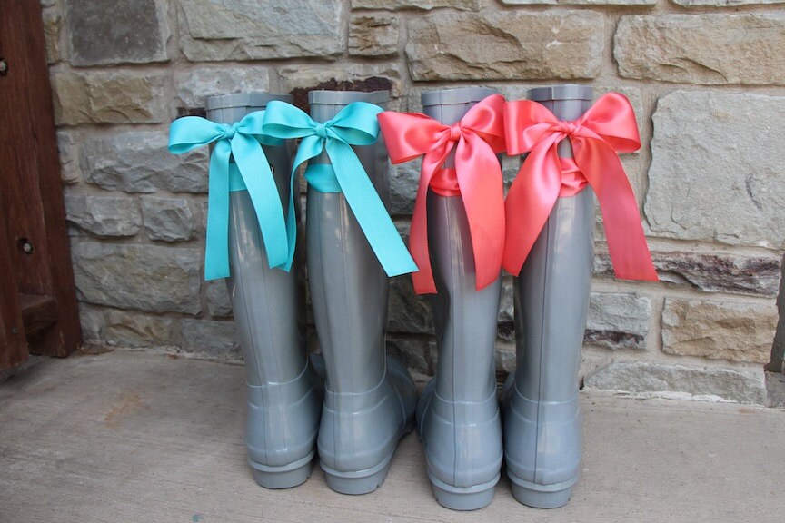 rain boots with bows on back