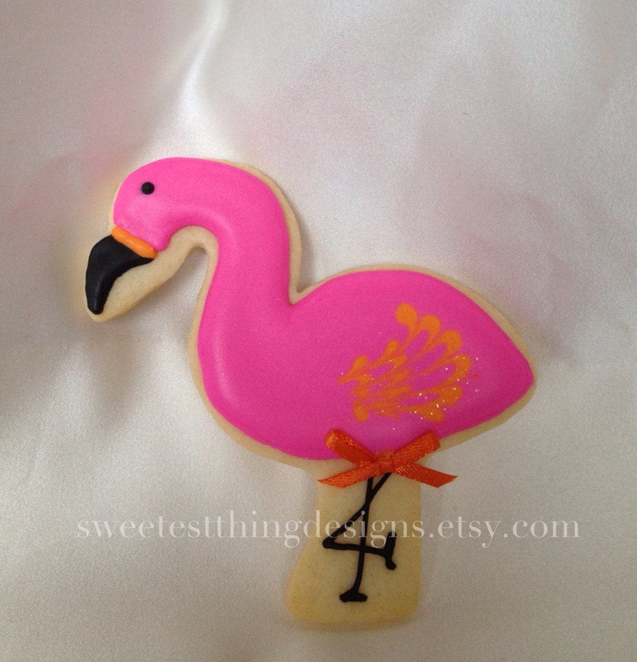 12 Pink Flamingo Cookie by The Sweetest by SweetestThingDesigns
