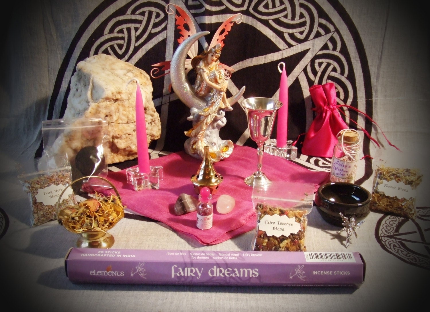Fairy Altar Set Starter Fairy with Pink Wings by NewMoonEnterprise
