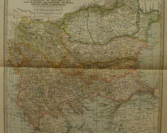 Turkey Map,Europe Map,Turkey Europe Map,Bulgaria Servia Serbia Rumelia Balkan Peninsula Map,Atlas Map Art,Place on World Map,1906 11x16 VS13
