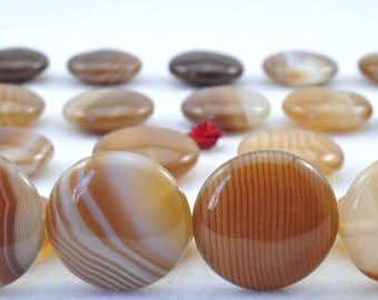 27 pcs of Banded Agate smooth flat coin beads in 14mm