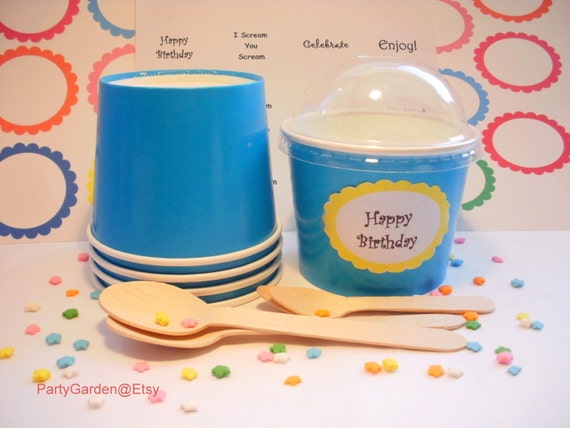 25 Blue Ice Cream Cups - Medium with DIY Labels Il_570xn