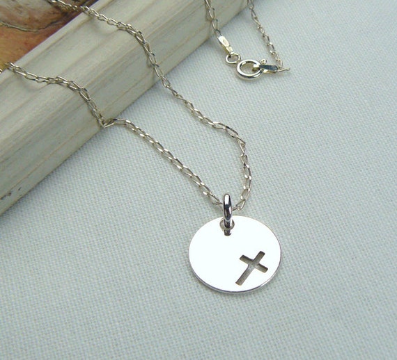 Faith Cross Necklace Disc Charm Cross Cutout Necklace