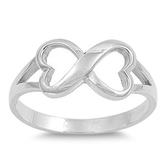 Engraved Infinity heart Sterling Silver Ring Any messages engraved ...