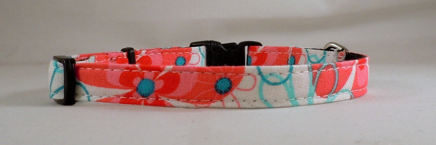 Cat Collar Nearby Floral Aqua