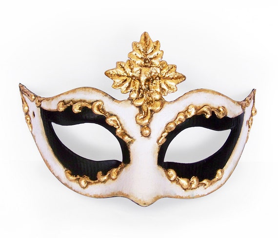 Black White And Gold Masquerade Mask In Antique Look by SOFFITTA