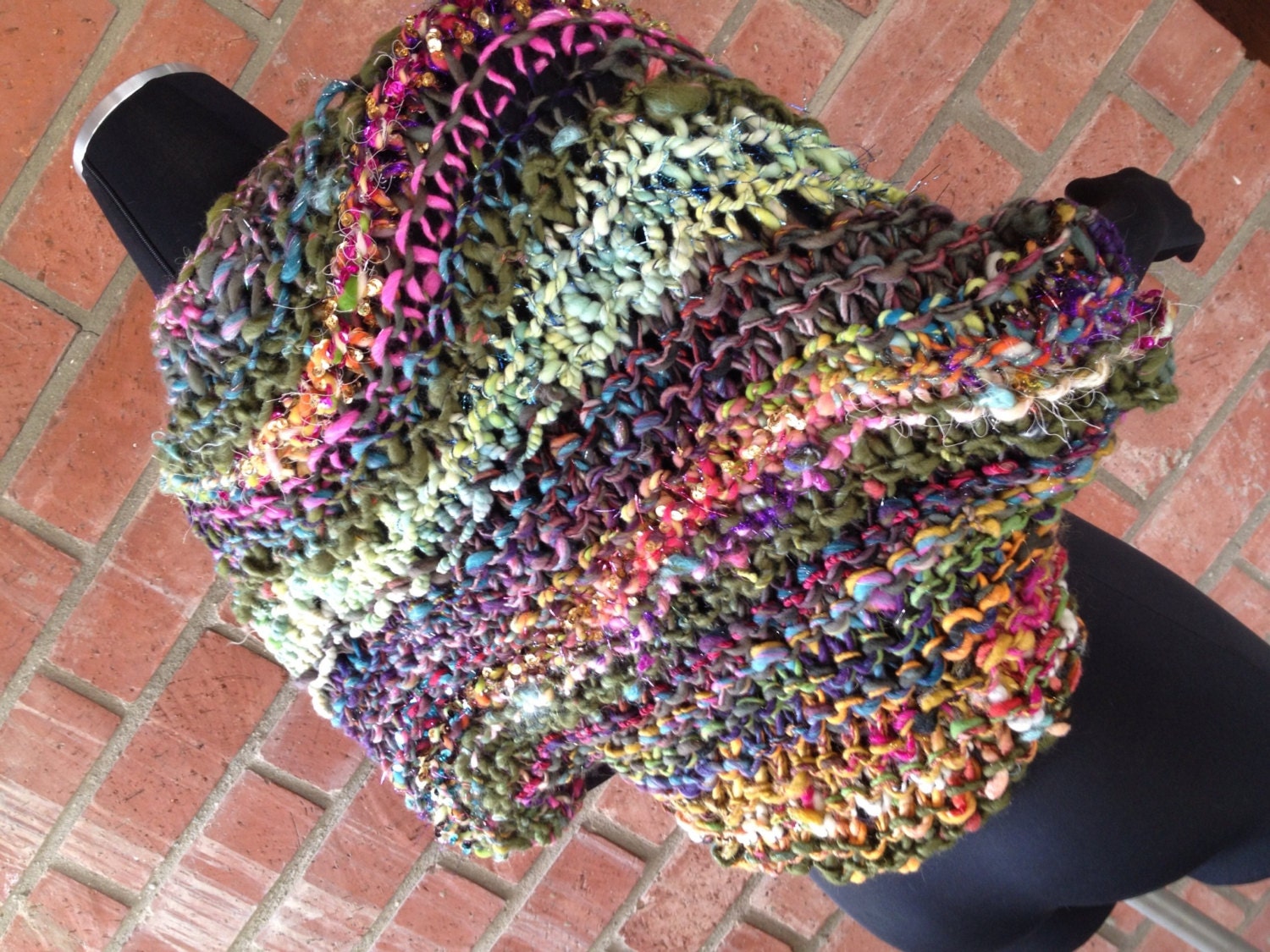 Hand spun Art Yarn Shrug 'Fantastico' size M-L by CharMedFibers