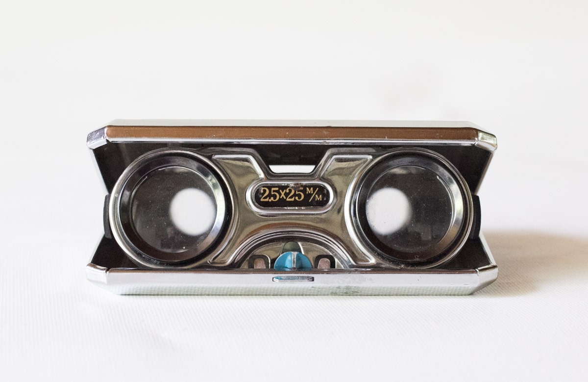 Vintage Black Folded Binoculars King Japan Opera Glasses