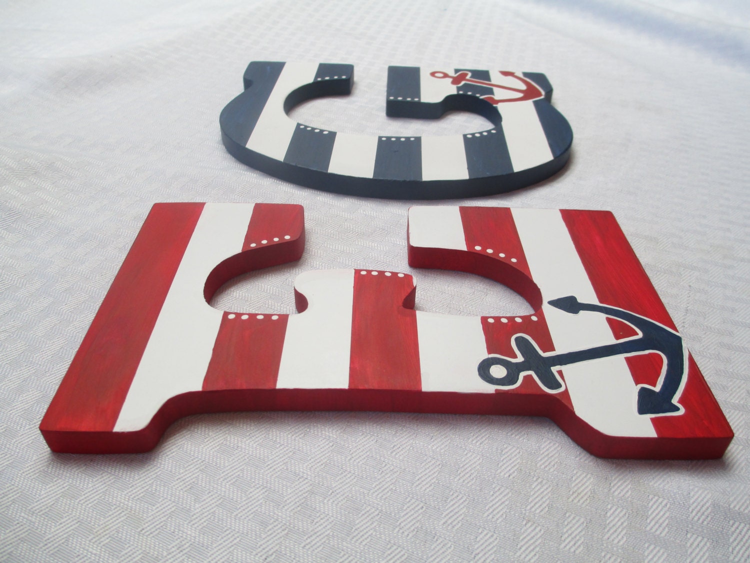 Nautical Wooden Initial with Anchor Detail