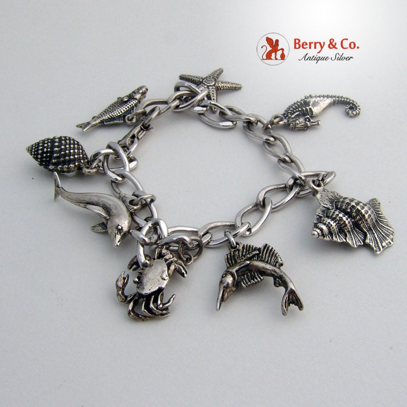 Vintage Nautical Charm Bracelet Sterling Silver by BerrysGems