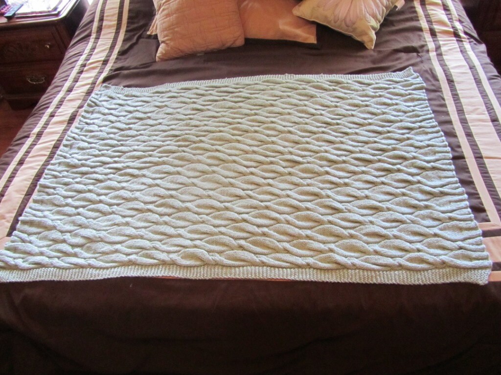 Cable Throw/Lap Blanket Sea Foam Green Knitted 40X50 100