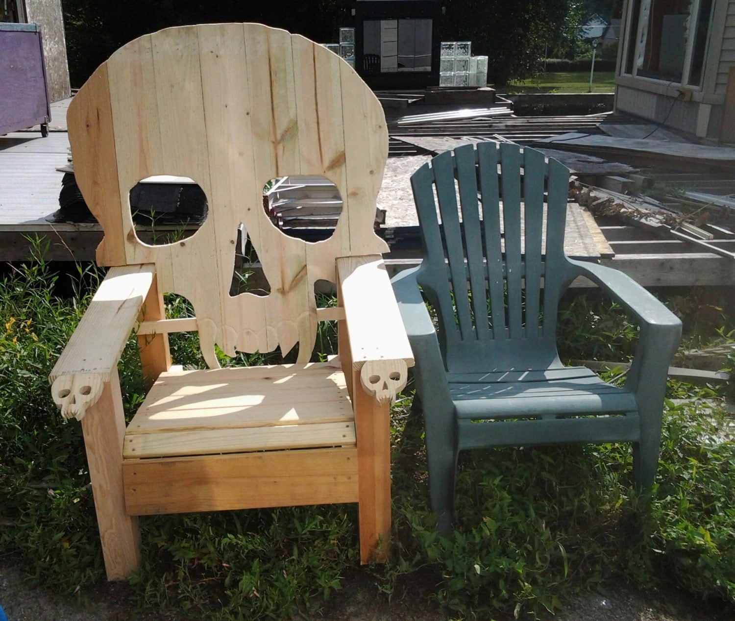 SKULL CHAIR ADIRONDACK chair yard furniture solid wood by ...