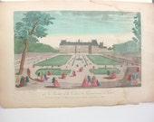 Basset Le Jardin Palais Luxembourg Paris Antique 1700's Optical Antique Print