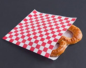 25, Red Checker Paper Food Bags, Food Wrapper, Sandwich Wrap, Deli Wrap ...