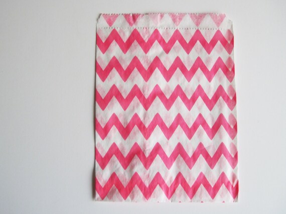 Party Favor Bags-Hot Pink Chevron Snack Bags-Zig Zag Party Favor Sack -Wedding Gift Bag-Chevron Birthday Treat Bag-Fuchsia Goodie Bag Il_570xn