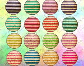 Image digitale pour cabochon rond, Rayure vintage, rayure rétro, capsule, fourniture, clipart,pendentif, cabochon verre, cabochon epoxy