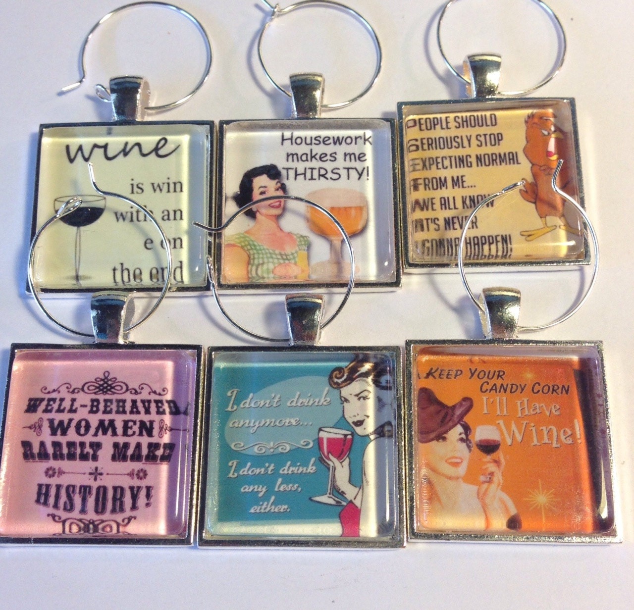 Snarky Funny Wine Glass Charms Drink Markers Barware Wine