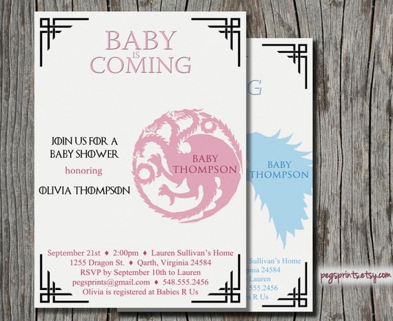 Geeky Baby Shower Invite Game Of Thrones Baby Is Coming