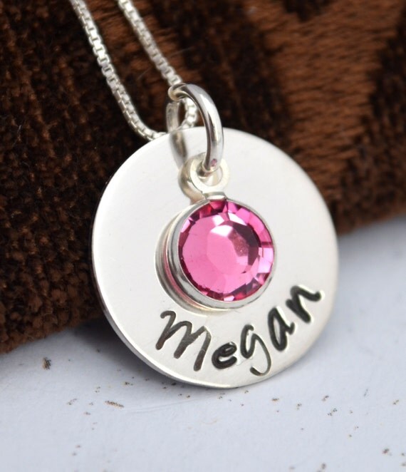 Personalized Birthstone Necklace Baby Name Necklace for Moms