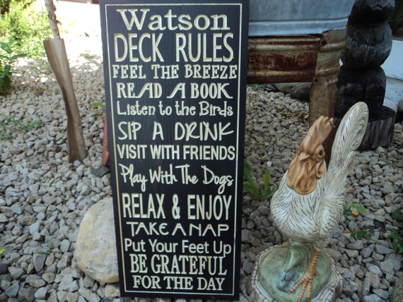 Deck Rules Custom to your Deck Patio Rules Sign Porch Rules