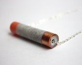 5// Necklace/Resin and copper pendant with silvery chain or long necklace in nylon thread