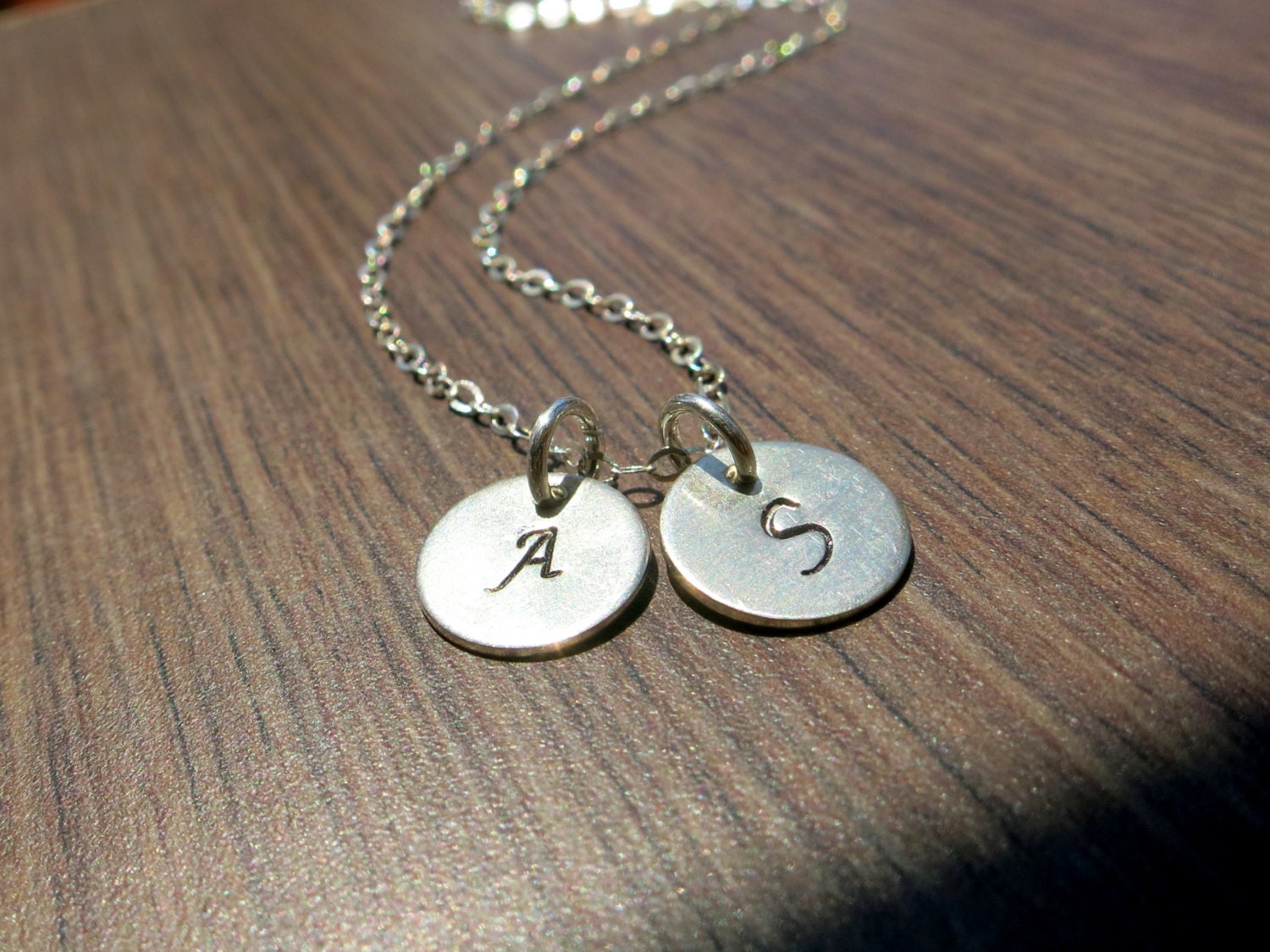 Sterling Silver Double Initial Necklace. Hand Stamped by 3Syoon