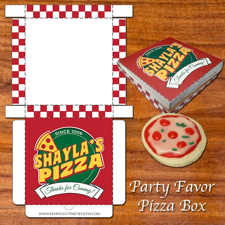 Pizza Party Printables Pizza Box and Stickers by RedVelvetParties