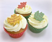 42 Fall Leaves Fondant Cupcake Toppers, Autumn Fall Wedding Cake Topper, Thanksgiving Decor, Edible Topper, Sugar Leaves Maple Oak Il_170x135