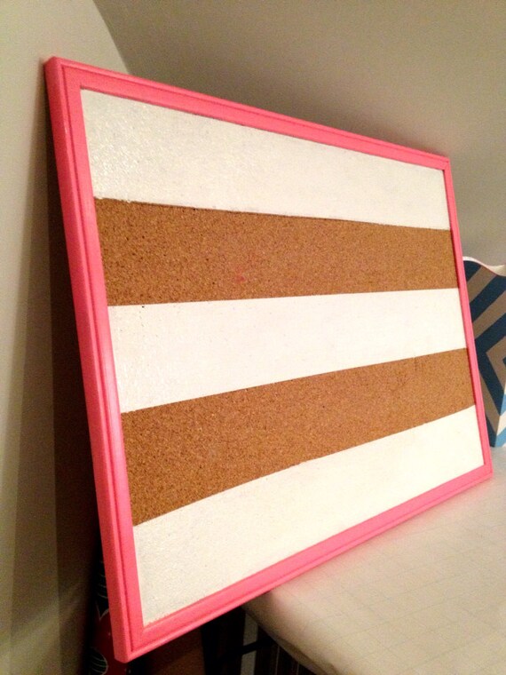 Items similar to Striped Hand Painted Cork Board ( 17"x23" ) on Etsy