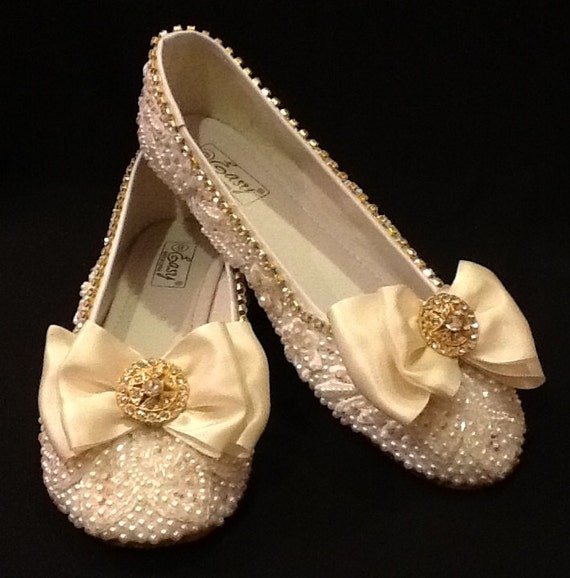 Wedding Shoes. Bridal Ballet Flats Rhinestones by Elfinacreation