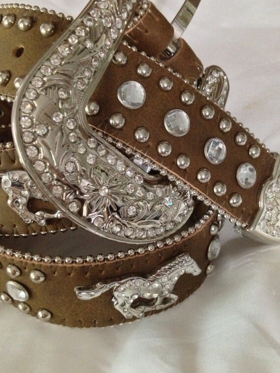 Womens Western Belt with Rhinestones Glitzy and Glam COWGIRL