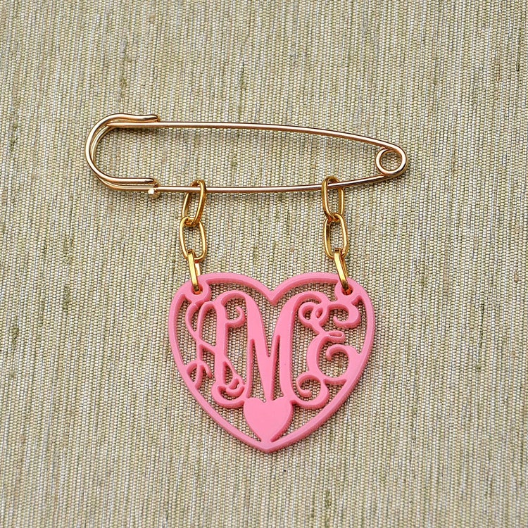 Safety Pin Brooch Personalized Jewelry Initials by CardinalGift