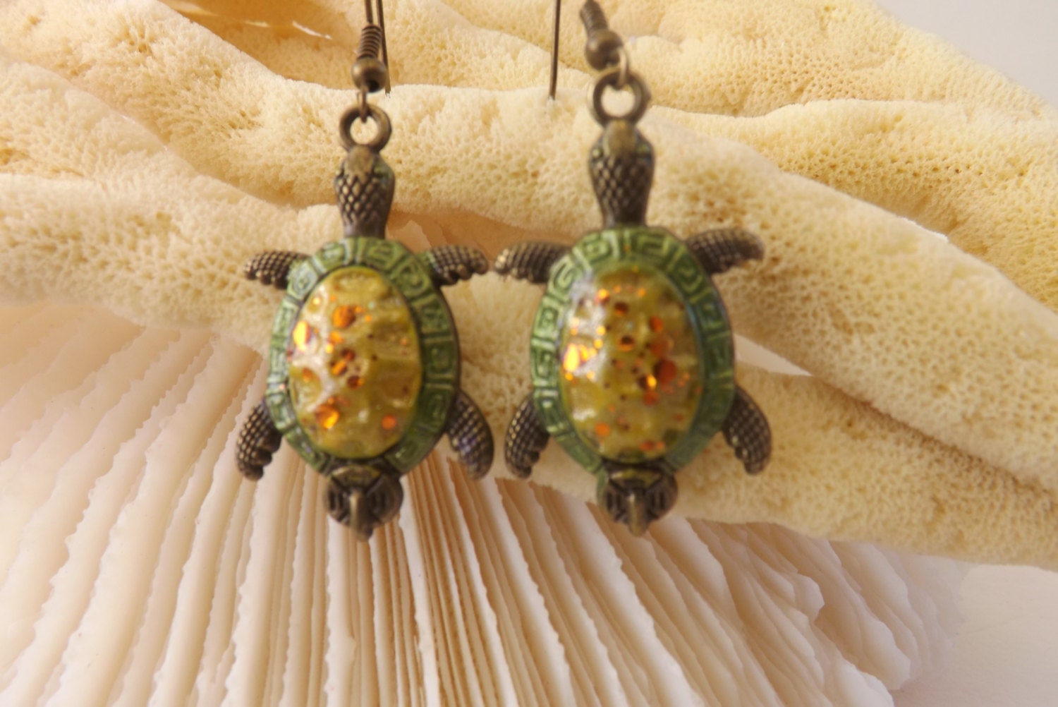 Hand Painted Turtle Earrings