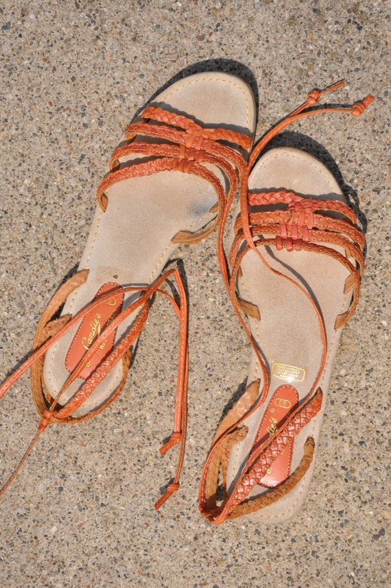 braided leather flat sandals