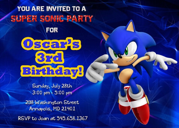 Sonic Birthday Invitations 6