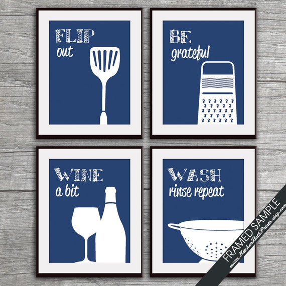 Funny Kitchen  Art Print Set  Spatula Cheese Grater WIne