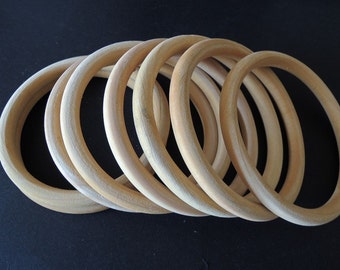 10Pcs Unfinished Natural Wood Bangle Wood ring 68mm for your handmade ( W340)