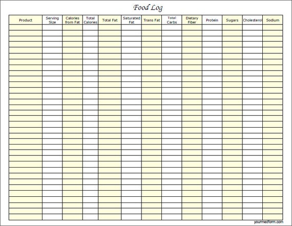 Fillable Digital Food Log PDF Digital Health Forms