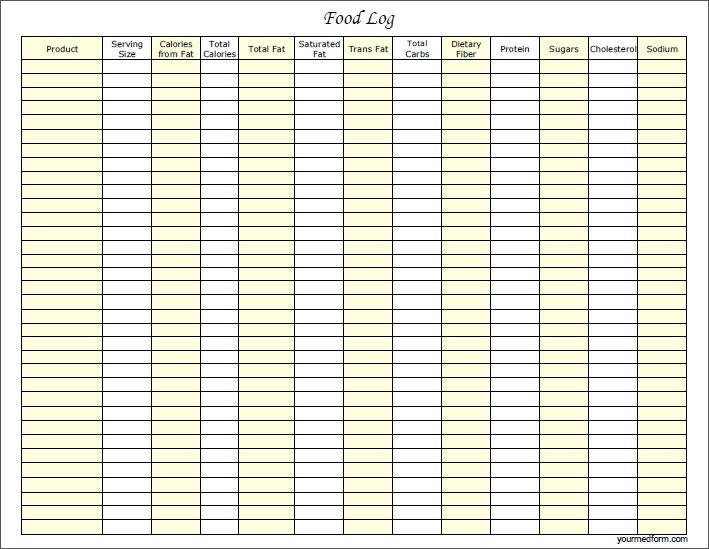 Fillable Digital Food Log / PDF/ Digital Health forms/