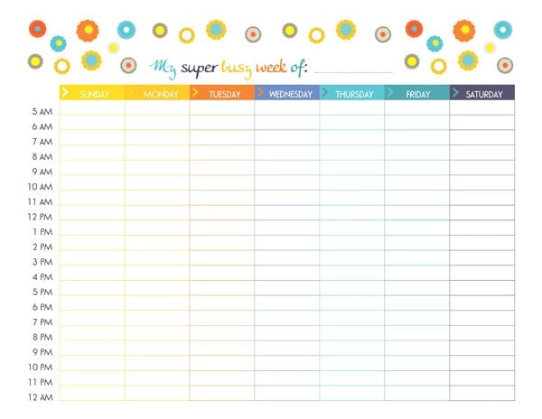 Cute Weekly Planner Template 2015