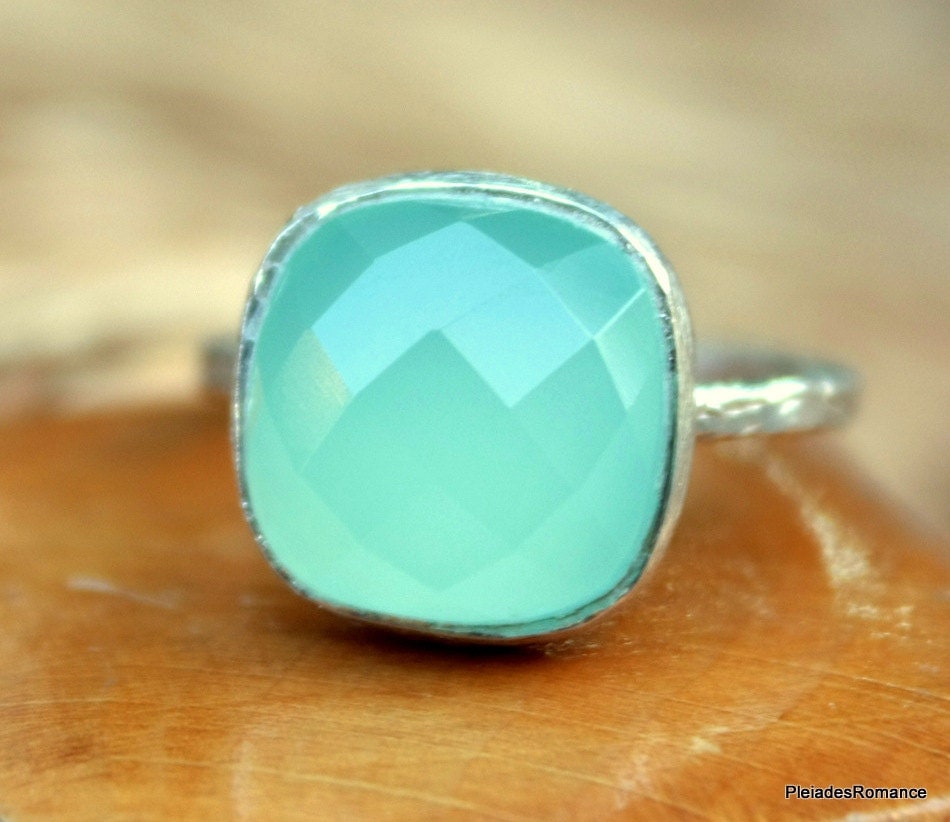 Aqua Blue Gemstone Ring Aqua Blue Bezel Ring Mint Aqua