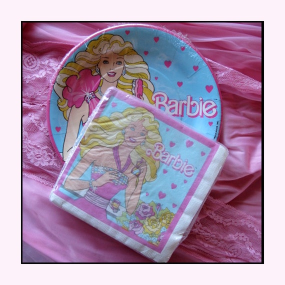 Items similar to Vintage Barbie Paper Plates and Napkins - Barbie