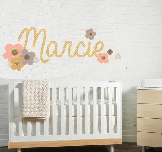 Items similar to CUSTOM Name Floral WALL DECAL on Etsy