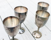 Vintage Silverplate Wine Goblets Set of 4  International Silver Company Home & Living