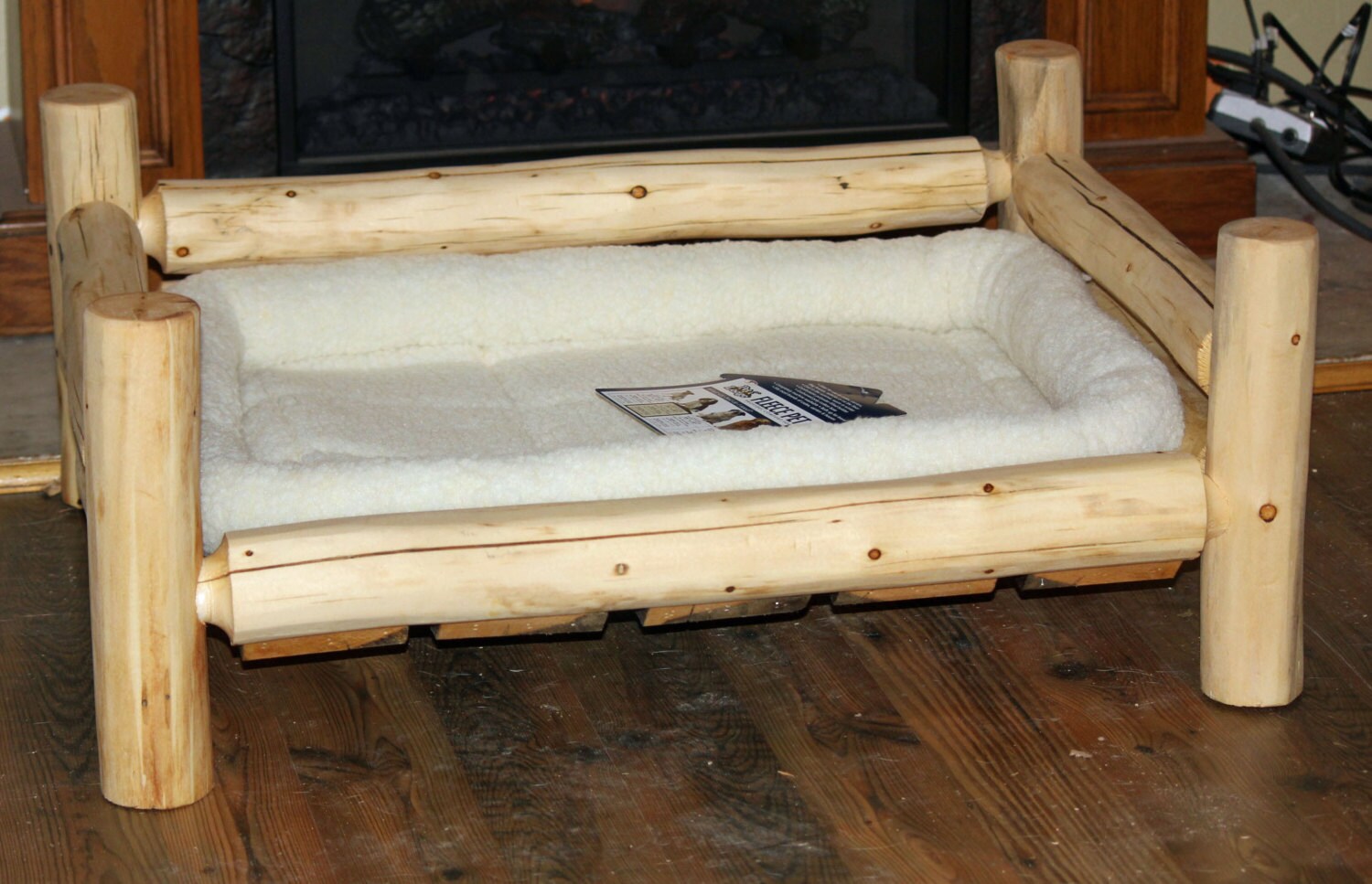 Large Handmade Rustic Log Pet Bed by on Etsy
