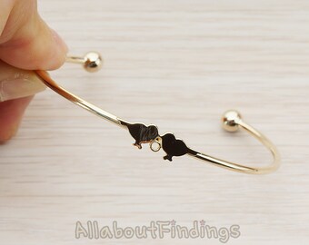 BSC214-03-G // Glossy Gold Plated Kissing Birds Bracelet Findings, 1 Pc