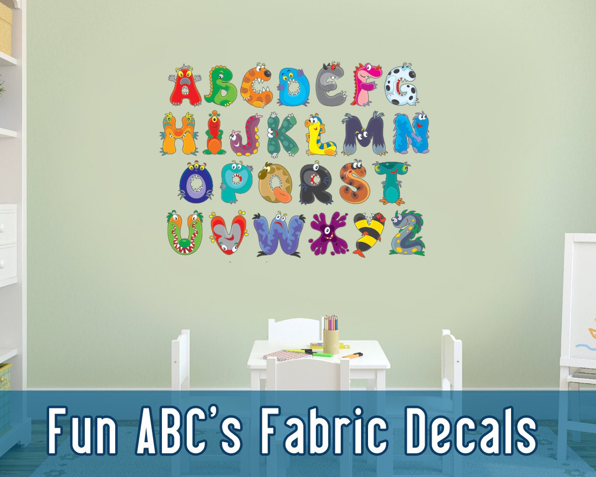 Fun Alphabet ABCs Wall Fabric Decals Animals Letters Set